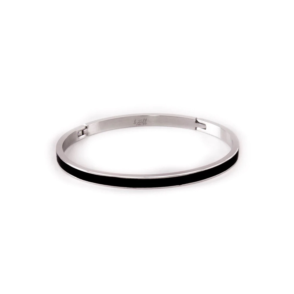 B.Tiff "The Hamptons" Black Enamel Stainless Steel Bangle Bracelet